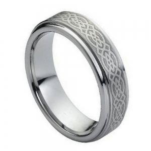 Brushed Laser Engraved Celtic Knot Pattern - 7MM Band